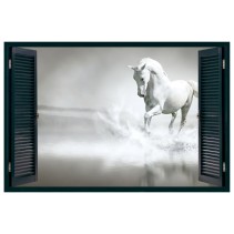 Ventanas 3d vinilos caballo blanco orilla